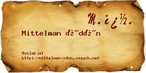 Mittelman Ödön névjegykártya